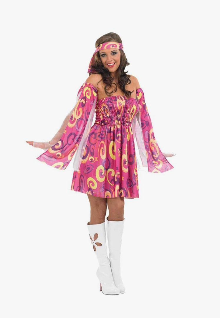 fun shack 70s Fancy Dress Women, Hippy Fancy Dress for Women, Womens Hippie Costume, Gogo Girl Costume Women