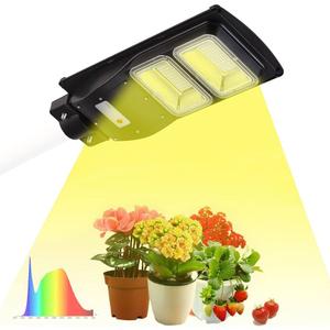 BSOD Solar Grow Lights for Outdoor Plants, Cordless Full Spectrum Growing Led Greenhouse Lamp with Timer Auto Remote Wireless Waterproof,2in1 Motion Sensor Street & Plant LightBSOD Solar Growth Light