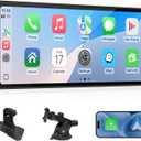 CARPURIDE 10.26 Inch Wireless/Wired Apple CarPlay, Android Auto and Mirror Link - 1600 * 600 IPS Touch Screen Portable Car Stereo, Bluetooth Audio, Siri, Navigation Car Screen for All Vehicles