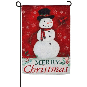4 x Christmas Heritage Snowman Textured 12.5" x 18" Garden Flag Evergreen
