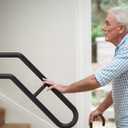 Frossvt Wall Mount Handrail, Outdoor Grab Bar - 25.8" Bent Black Handrail (2-Pack) for Garage, Porch, Garden Stairs