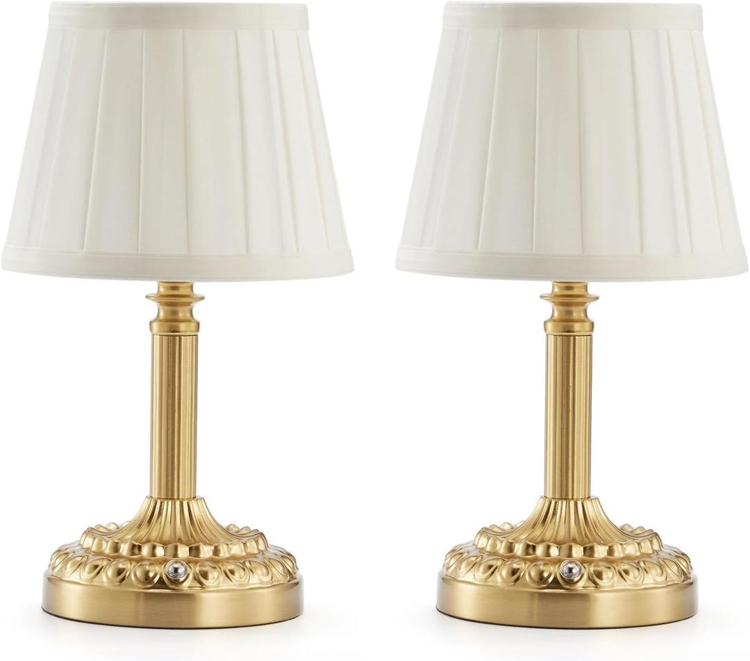 INNOVA BRITE 2 Pack Rechargeable Cordless Table Lamps for Restaurant Dining Table, 5200mAh Small Battery Operated Lamp, Portable Dimmable Touch Bedside Night Light for Bedroom Kitchen Bathroom Patio, 11.2"H- 2 PACK