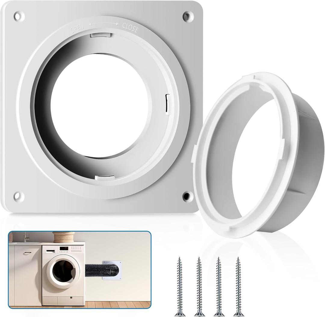 Dryer Vent Wall Plate Connector Kit - 4 Inch Duct Connector Flange, Quick Connect & Quick Release, Twist & Lock Tight, Easy to Maintain and Clean,for Wall, Ceiling, Attic, Laundry(4inch)
