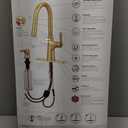 Pfister Tasso Kitchen Faucet with Pull Down Sprayer and Soap Dispenser, Single Handle, High Arc, NSF Certified, Brushed Gold Finish, F5297TSOBG