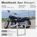 MoKitDora Sportster Dyna 12” Rise Ape Hangers 1.25” Fat 1" Clamp Handlebar Meathook Bars for Harley XL 883/1200,1994-up Road King & 1998-2013 Road Glide, Chrome