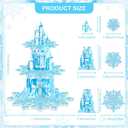 2 Pack Cupcake Stands Frozen Birthday Party Decorations: 3-Tier Snowflake Winter Wonderland Theme Cupcake Holders for Girls Kids Princess Party Favors, Blue Castle Toppers Cup Cake Tower Stand