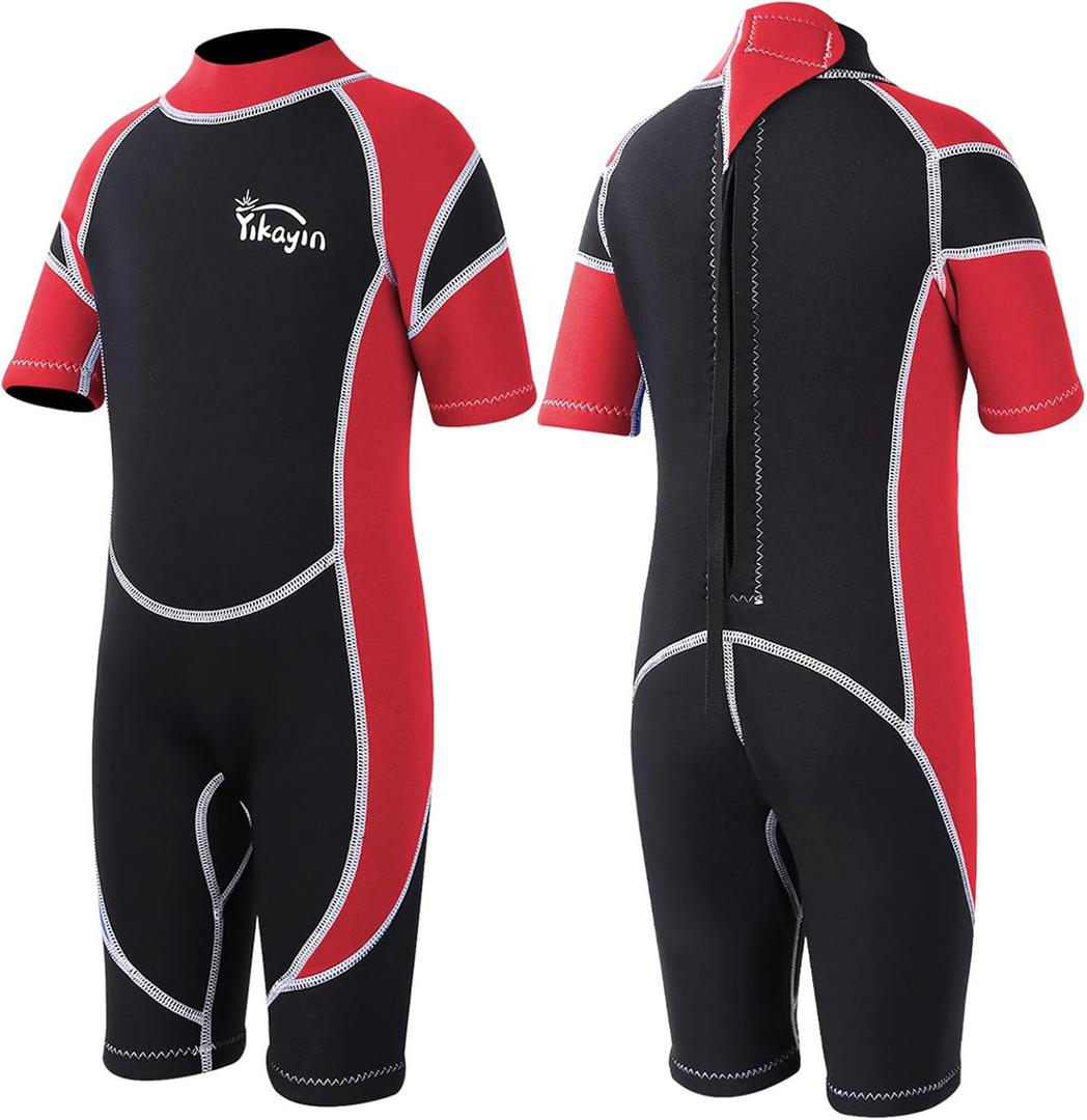 Kids Wetsuit for Boys Girls, 2.5mm Thermal SCR Neoprene Shorty Wet Suit for Toddler Youth, Swimming, Surfing, Snorkeling, Size: 6