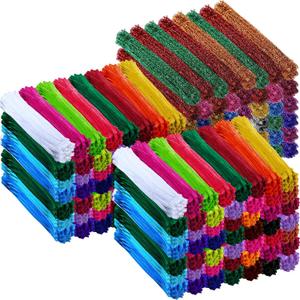 Leitee 2500 Pcs Christmas Colors Pipe Cleaners Craft Supplies Wiggle Eyes Kit Crafts and Arts 2000 Chenille Stems 500 Wiggle Eyes DIY Classroom Crafting for Kids Decoration (Glitter Multicolor) (Glitter Colorful)