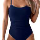 Eomenie Women's One Piece Swimsuit Tummy Control Slimming Bathing Suit Color Block Spaghetti Strap 1 Piece Swim Suit Swimwear M