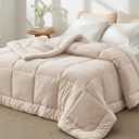 Bedsure Comforter Duvet Insert - Quilted Comforters Full Size, All Season Duvet, GentleSoft Down Alternative Bedding, with 8 Tabs, Gifts for Women/Men, Beige, Full 86 x 82 Inches