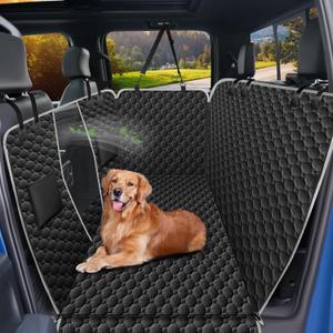 Mancro Dog Hammock for Truck with Flip Up Rear Seats, Waterproof Truck Dog Seat Cover Back Seat with Mesh Window, Compatible with F150, Chevy Silverado & RAM, Black