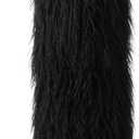 Womens Furry Boots Knee High Fold Over Tall Boot Wide Calf Pointed Toe Stiletto High Heel Fall Winter Boots for Women (8.5, Black)