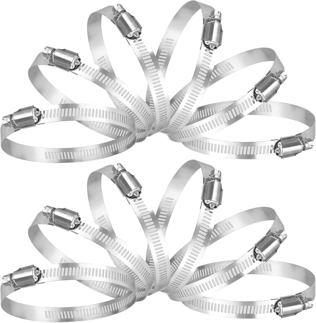 TICONN 12PCS Hose Clamp Set - 1''2'' 304 Stainless Steel Worm Gear Hose Clamps for Pipe, Intercooler, Plumbing, Tube and Fuel Line