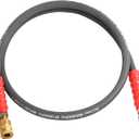 Pressure Washer Whip Hose 5FT, 3/8'' Reel Connector for Power Washer, 248F Hot Water Jumper with 3/8'' Quick Connect Adapter Set, Steel-Braided-4800 PSI