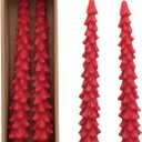 Creative Co-Op Unscented Tree Shaped Taper Candles, Holly Berry Red (10")
