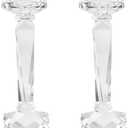 2-Pack Crystal Candlestick Holders, Clear Crystal Taper/Pillar Candles Holders,Table Centerpiece Home Decorative Candle Holders for Wedding, Dining, Party(10.6in Tall)