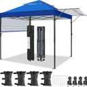 Yaheetech 10x17ft Pop Up Canopy with Awnings, Outdoor Canopy Tent, Heavy Duty Instant Beach Sun Shelter with Adjustable Dual Half Awnings & Wheeled Carry Bag, 4 Sandbags, One-Handed Set-up, Blue