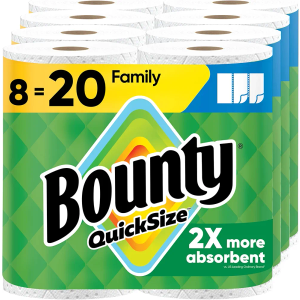 Bounty Quick Size Paper Towels, White, 8 Family Rolls