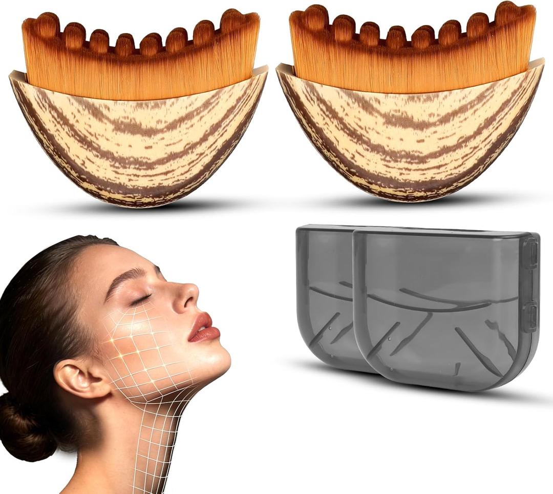 2026 New 2 Pcs Lymphatic Contour Face Brush,Lymphatic Drainage Massager for Chin & Neck, Jawline & Neck Lymphatic Massage Brush for Contouring, De-Puffing & Smoother Skin, Skin Firming 2 Pack