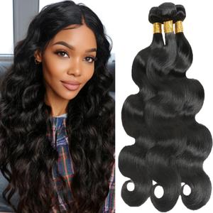 BilltiiWW Body Wave Human Hair Bundles Body Wave Bundles Natural Color Double Weft Brazilian Human Hair Weave Extensions Soft and Silky for Black Women 22 24 26 Inch