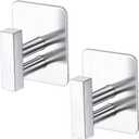 Adhesive Towel Hooks for Bathrooms, Wall Mounted SUS 304 Stainless Steel Robe Hooks Silver,Towel Hanger Hook for Home Kitchen, 2 Packs