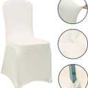 WELMATCH Ivory Stretch Spandex Chair Covers - 50 PCS Wedding Events Party Universal Dining Decoration Scuba Elastic Chair Covers Good (Ivory, 50)