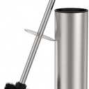 Stain Nickel Toilet Brush and Holder SetStainless Steel Heavy Duty Toilet Bowl BrushExtra Long Handled Modern Toilet Cleaner Brush with Replaceable Head, Removable Inner Bowl, and Splash Protection
