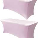 Obstal 4Ft Stretch Spandex Table Cover for Standard Folding Tables - 2 Pack Universal Rectangular Fitted Tablecloth for Party, Banquet, Events, Trade Show (Light Pink, 48L x 24W x 30H Inches)