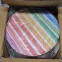 Yopay 3 Pack Cookie Tins, Round Baking Cake Gift Tins for Storing Patisseries, Puff Pastries Craft Supplies, Easter, Special Occasion and Holidays, Rainbow Pattern, 7" W X 3.2" H, Metal