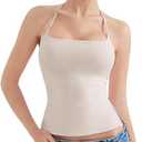 SUUKSESS Women Halter Double Lined Tank Top Backless Going Out Camisole Crop Top Small