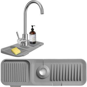 Kitchen Sink Splash Guard,5slope sink splash guard behind faucet24in Faucet Mat Splash CatcherLonger Silicone Sink MatMat Protectors for Kitchen Sink (Gary, 24" x 5.5")