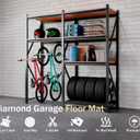StellarStar 4x6 FT Garage Floor Mat, 2.8mm Thickened PVC Diamond Plate Garage Mat with 20PCS Tapes, Rubber Flooring Rolls for Under Car, Non-Slip Rubber Motorcycle Mat for Golf Cart, Trailer, Gray