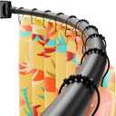 DYHOME Curved Shower Curtain Rod, Need to Drill, 35-76 inches Adjustable Curved Shower Rod Rustproof Shower Rod Round Shower Curtain Rod for Bathroom, Bathtub, Stall, Stainless Steel, Black