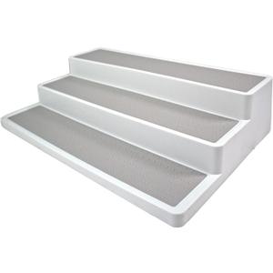5 STAR SUPER DEALS Non Slip 3 Tier Spice Rack Step Shelf Organizer - White - For Kitchen, Refrigerator, Pantry, Cabinet, Cupboards, Countertops & More (Rectangle)