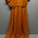 Women Summer Dresses Sexy V-Neck Maxi Dress Tiered Silhouette with Flutter Sleeve Backless Elastic Waist Flowy Dress, S