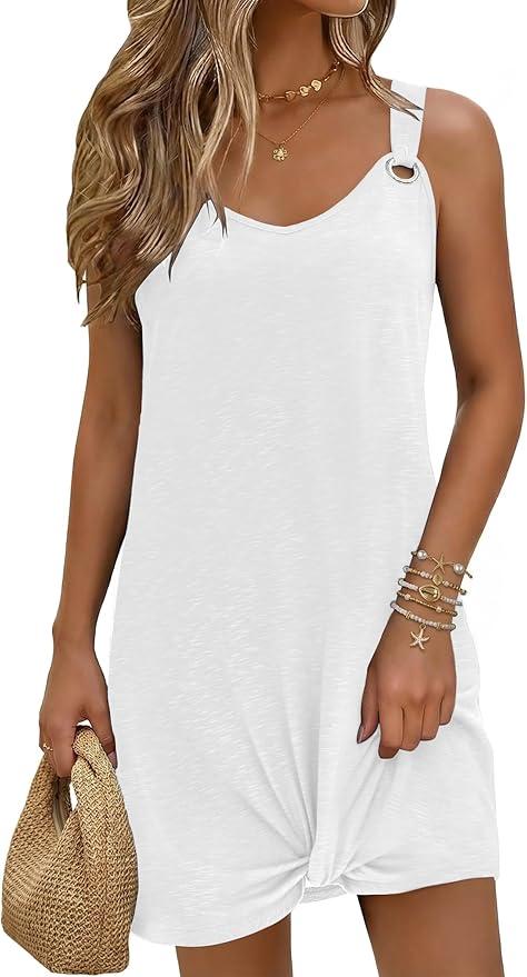 Ekouaer Swimsuit Coverup for Women Sleeveless Bathing Suit Cover Up 2026 Twisted Tank Beach Summer Dress A-line Sundress, Size M