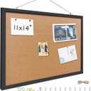 Cork Bulletin Board, 11x14 Inches Hanging Cork Board Wooden Framed with Pins for Wall, Dorm Room, Office, Home Decor – Natural Cork & Black Frame