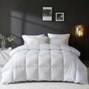 L LOVSOUL Goose Feather Down Fiber Comforter King Size, 100% Organic Cotton Fabric Duvet Insert,1200TC,750+Fill Power, Hotel Collection, Light Weight White Bedding Comforters with 8 Tabs, White/All Season 