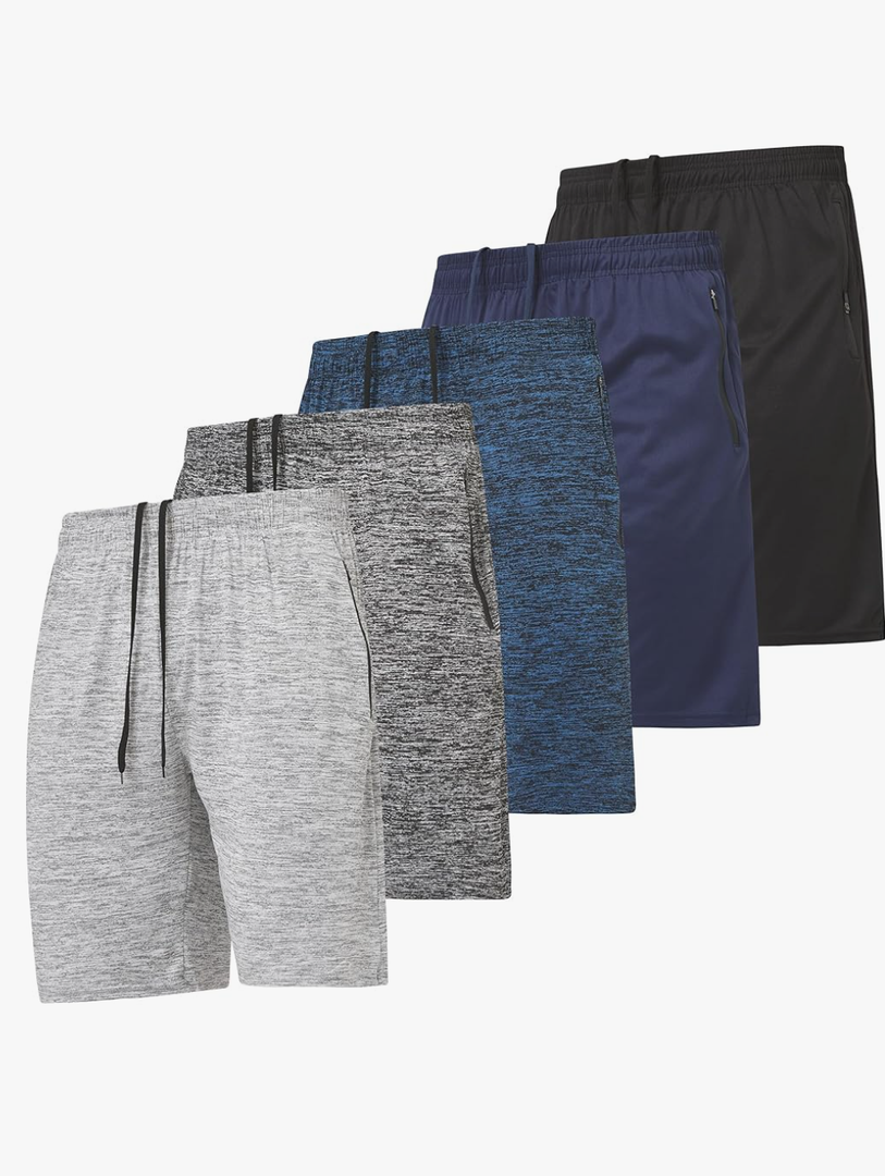 Ultra Performance Mens 5 Pack Athletic Running Shorts, Basketball Gym Workout Shorts for Men with Zippered Pockets Size XXXL