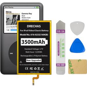 [3500mAh] Battery for iPod Classic/Video Thin, 2025 New Upgraded Capacity Replacement Battery for iPod 5th - 7th Generation Video Classic Thin with Repair Tool Kit