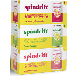 Tropical Lemonade Spindrift Sparkling Water 24pk x12oz l 20lbs.   BB 01/22/26