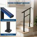 IDEALHOUSE 2 Step Outdoor Stair Handrail Kit, Black Aluminum & Iron Construction for Porch Steps, Easy Tool-Assembly Safety Railing, All Hardware & Gloves Included (1 Pack)