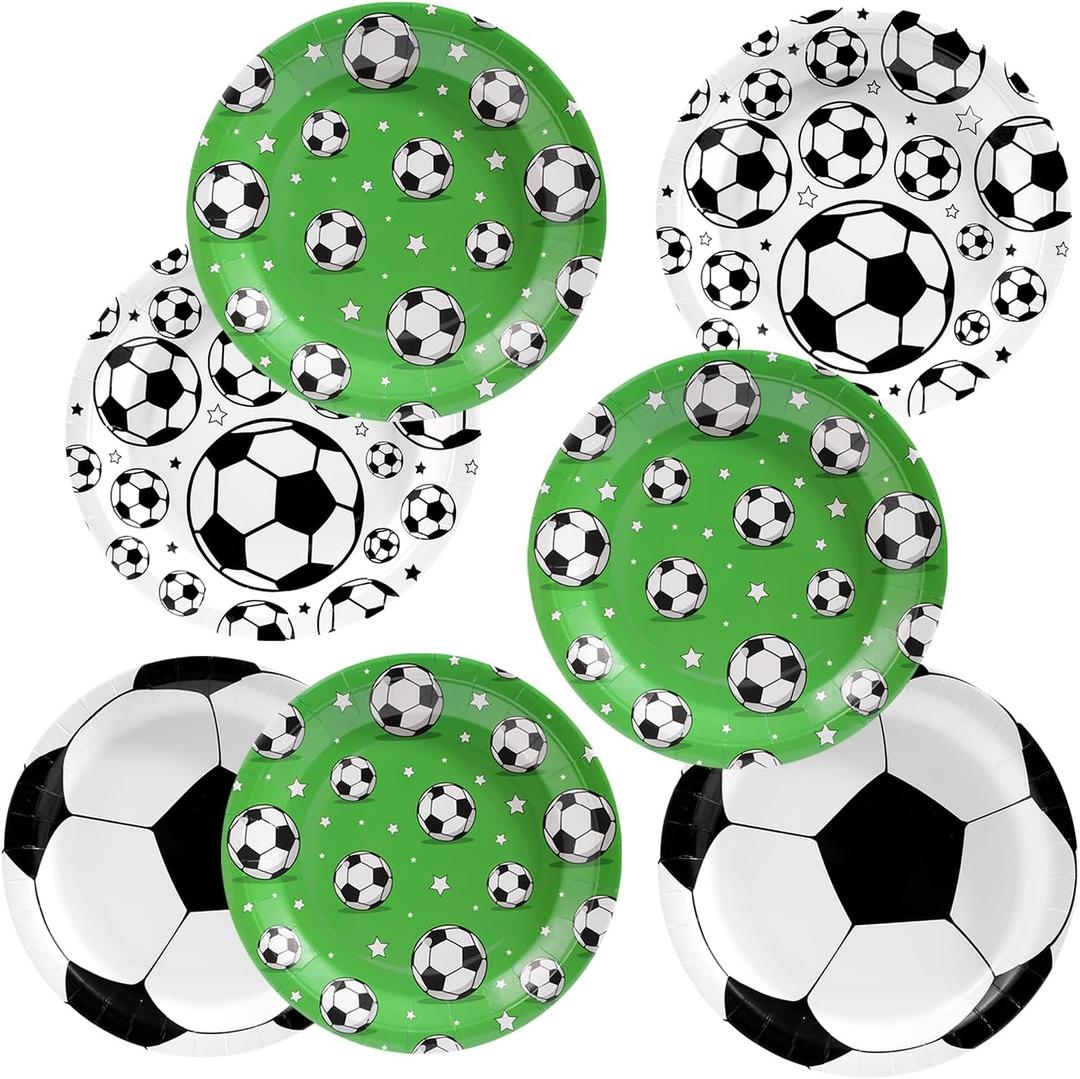Soccer Party Decorations Soccer Birthday Party Supplies 60 Pcs Disposable Soccer Plates for Soccer Sports Theme Birthday party Decorations