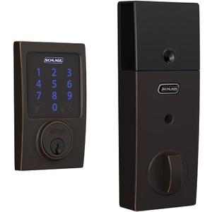 SCHLAGE BE469ZP CEN 716 SCHLAGE Connect Smart Deadbolt With Alarm Inbuilt Century Trim In Aged Bronze