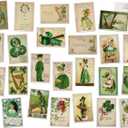 Vintage St. Patrick's Day Postcards - 24 Retro Saint Patricks Day Postcards - Assorted Irish Children Designs - Old Fashion Saint Patricks Day Cards Printed on Antique Textured Style Cardstock