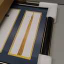 GraduationMall 11x17 Black Wood Diploma Frame with Tassel Holder for 8.5x11 Certificate Document,Real Glass,Navy Blue over Gold Mat