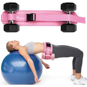 Hip Thrust Belt - Dumbbell Hip Thrust Belt - Premium Leather Thickened & Widen, Comfortable for Dumbbells, Kettlebells or Plates, Slip Padding, Gym or Home Workouts (pink)