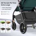 Tinyiota All-Terrain Baby Stroller, 48.5lb Capacity with UPF 50+ Canopy, One-Hand Fold, Microfiber Leather Handle,Near Lie-Flat Mode for Newborn to Toddler(Dark Green)