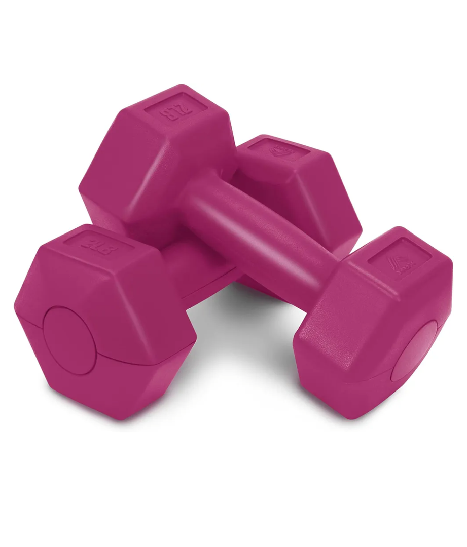 2 Pairs,RBX 4lb Pair Hex Dumbbells, 2lb Each, Hex Shape for Stability, Compact for Easy Portability, Dumbbell Set for Strength Training, Cardio, Walking, and More, All Fitness Levels (Raspberry)