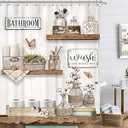 Famiffty Farmhouse Shower Curtain 60Wx72L Inch Rustic Western Country Floral Retro Wooden Plank Vintage Butterfly on Board Inspirational Quotes Bathroom Accessories Decor Waterproof Fabric 12 Hook